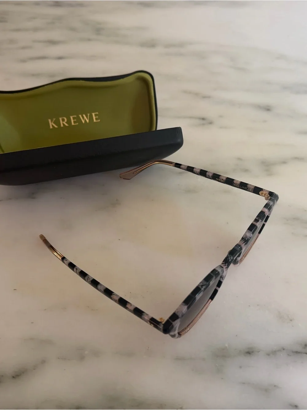 KREWE Collins Sunglasses in Black and Cream Checkerboard